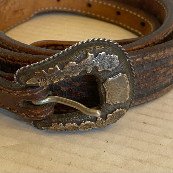 RARE Sunset Trails Sterling & 10k Gold Engraved CONCHO Ranger Belt Buckle - Picture 7 of 16